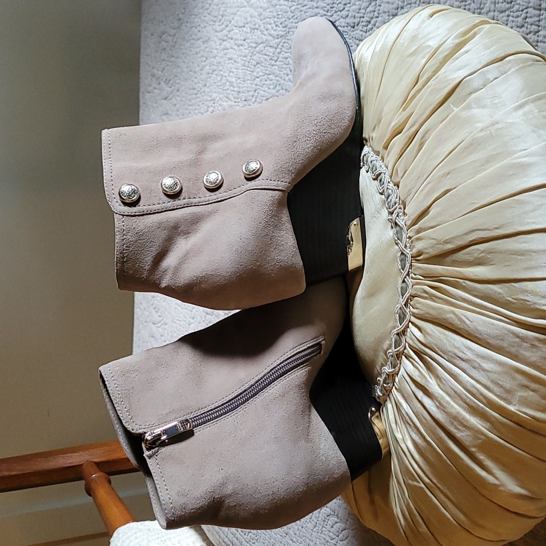 Vince Camuto Wedge Booties, Size 9.5 M, Buff Suede Color